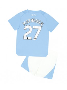 Otroški Nogometna dresi replika Manchester City Matheus Nunes #27 Domači 2023-24 Kratek rokav (+ hlače)